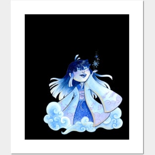 Yuki-onna performing snow magic Posters and Art